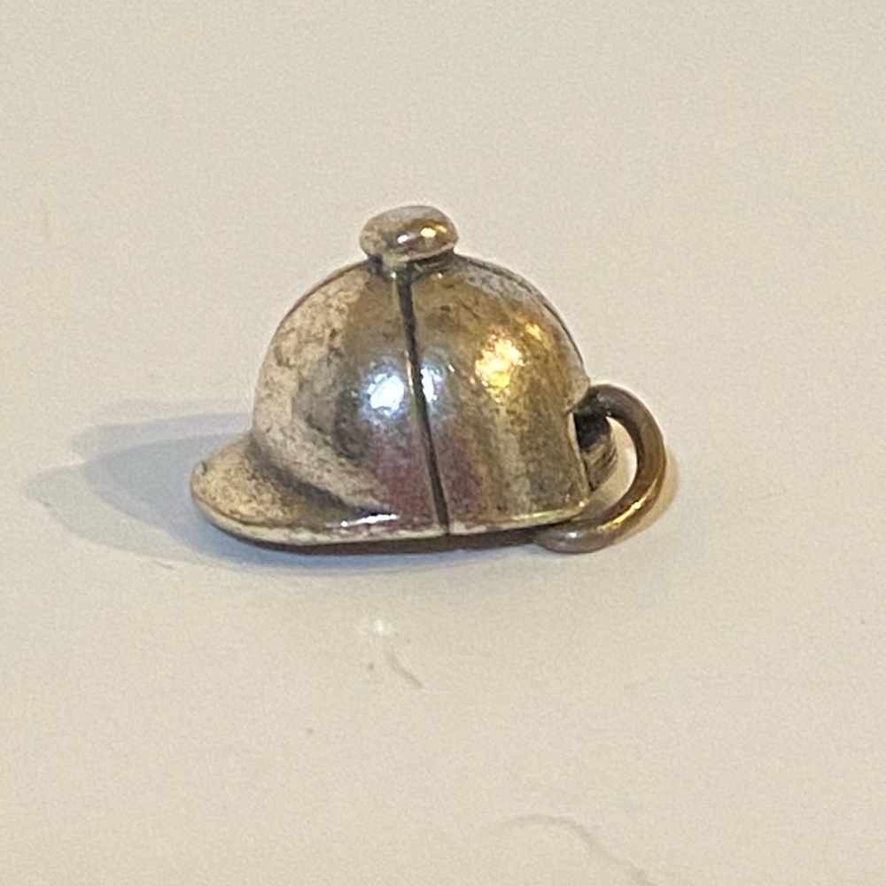 Vintage Silver English riding helmet charm for bracelet